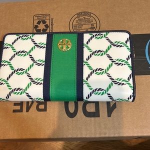 Tory Burch blue and green wallet